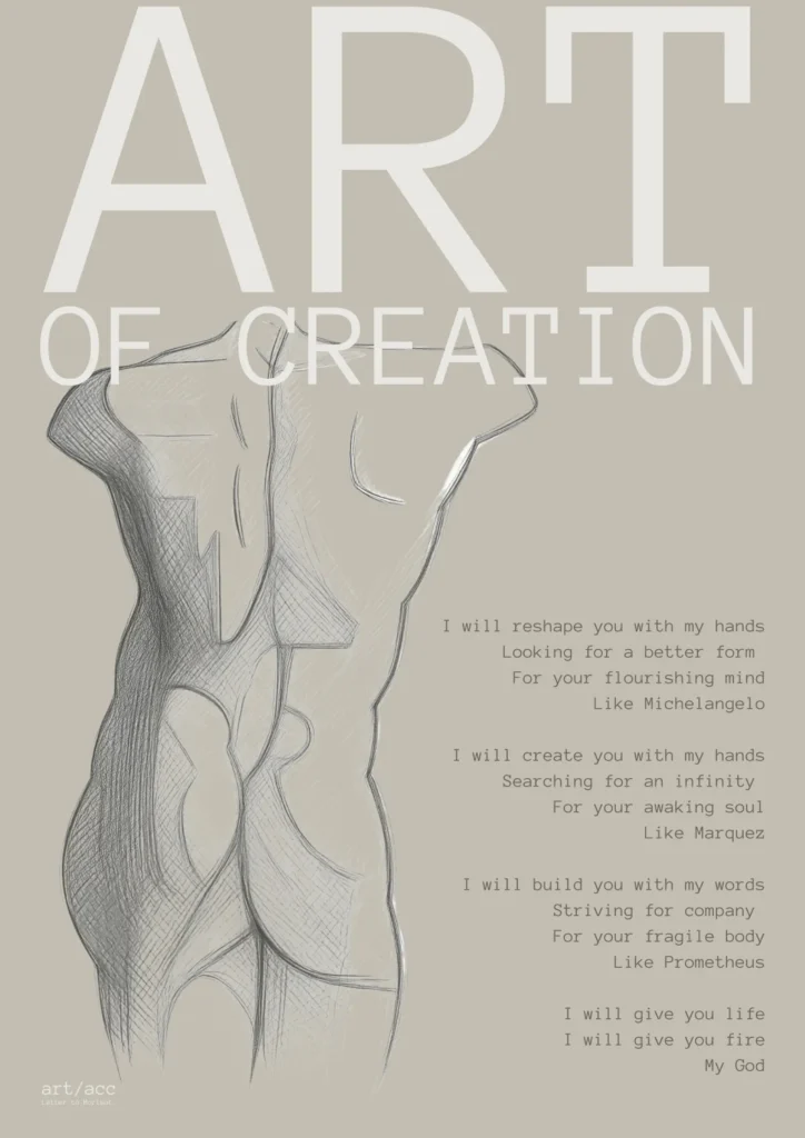 Art of Creation Fine Art Poster A2 Alabaster Edition - typography print v1