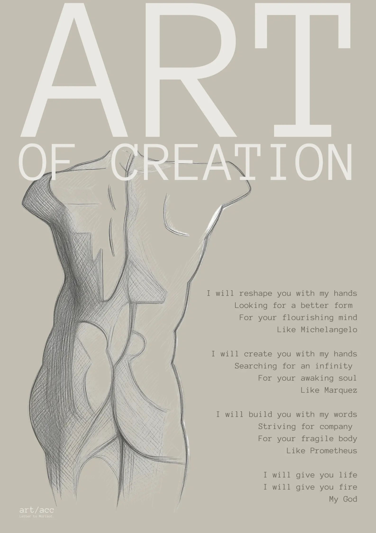 Art of Creation Fine Art Poster A2 Alabaster Edition - typography print v1