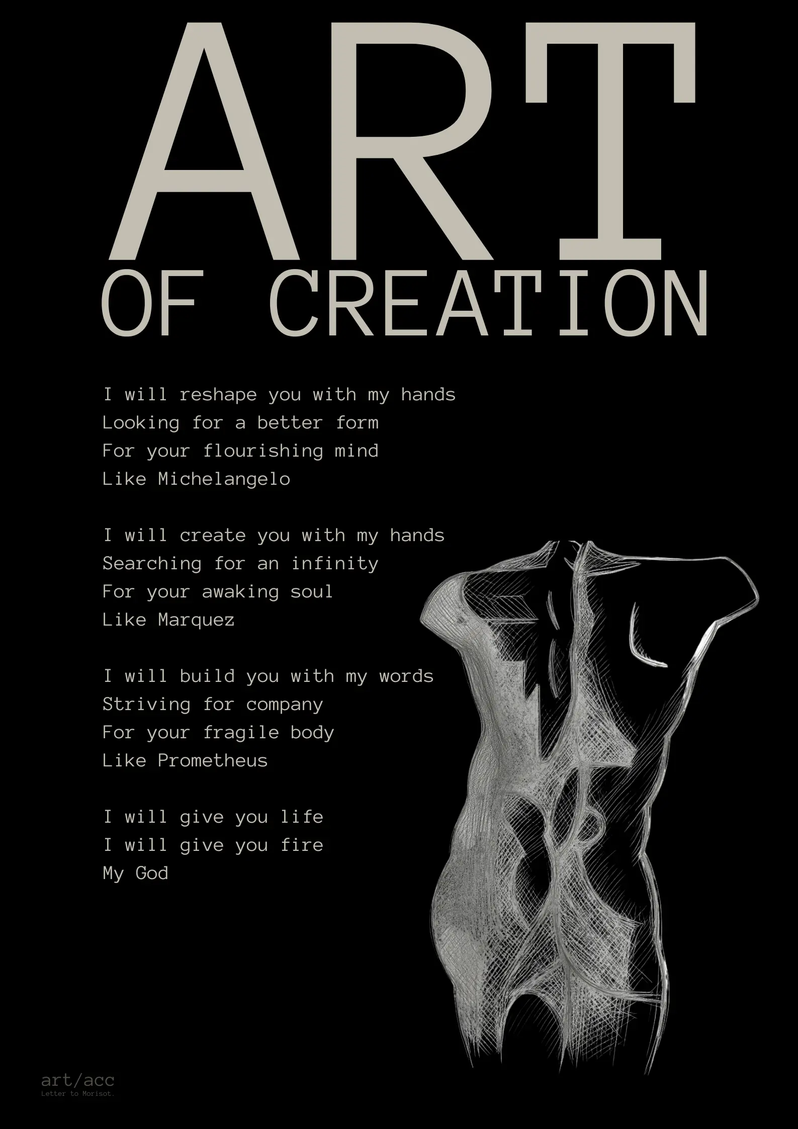 Art of Creation Fine Art Poster A2 Obsidian Edition - typography print v1