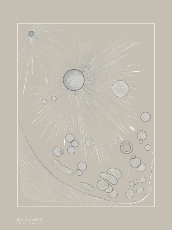Discover the "Atom" v3 Alabaster conceptual fine art poster A2 from art/acc. Explore the collision of human biology, quantum mechanics, and raw minimalist line art.