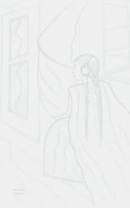 Open source line art illustration Boznańska from Otwarcie ebook